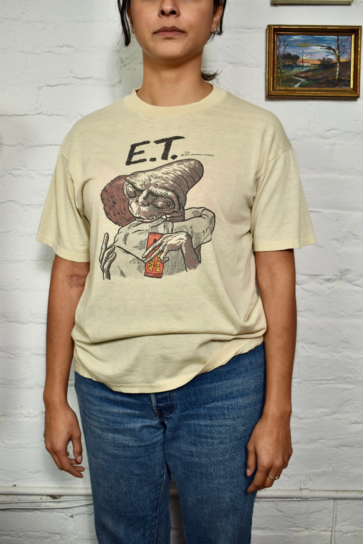 Vintage 80s E.T. & Elliot Beige T-shirt