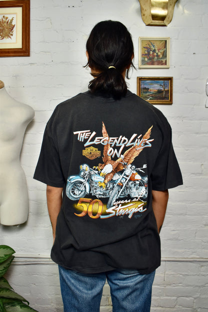 Vintage 1990 "Harley Davidson" 3D Emblem Sturgis Survivors T-shirt