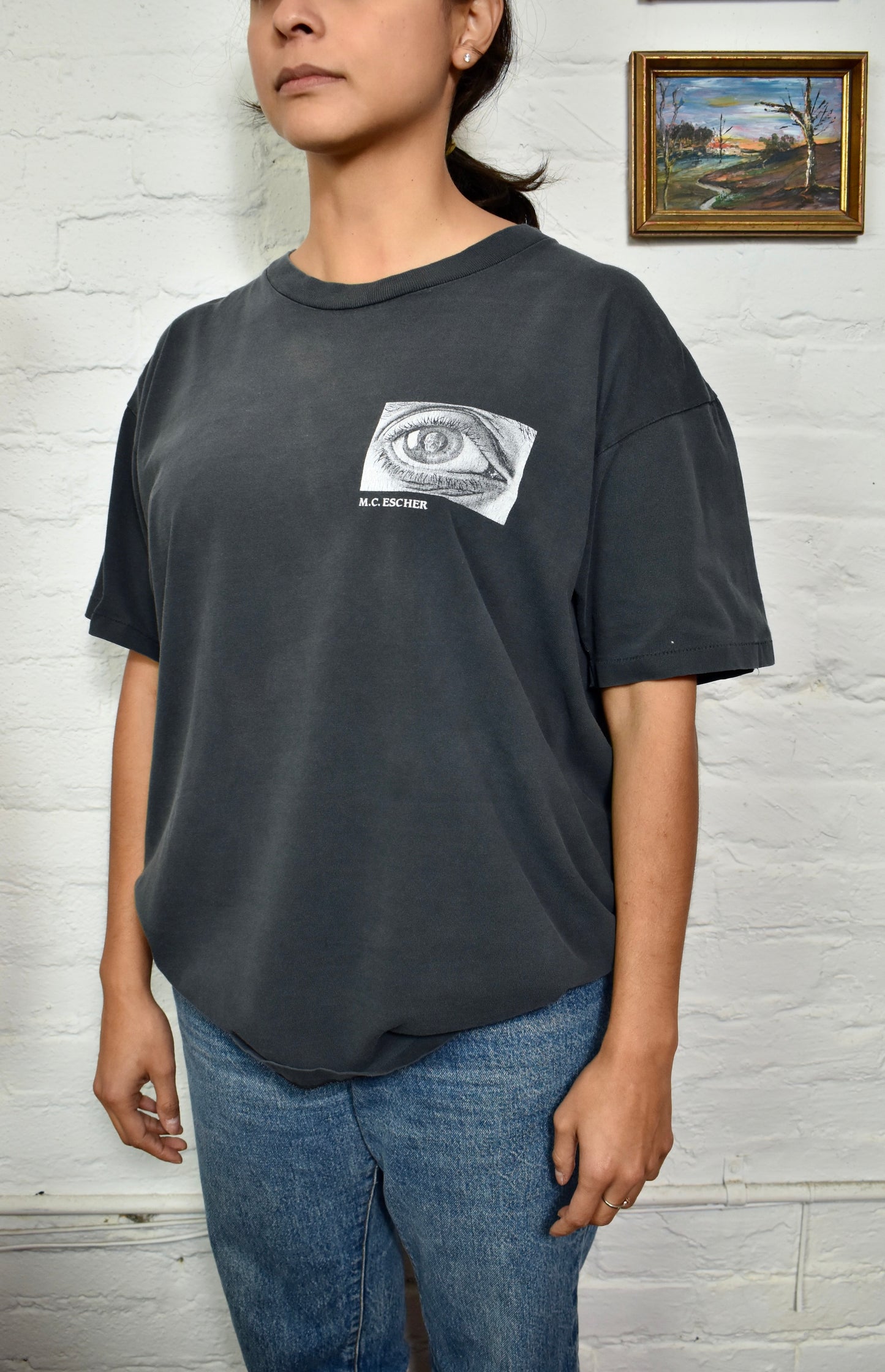 Vintage 90s M.C. Escher Skull Eye Graphic T-shirt