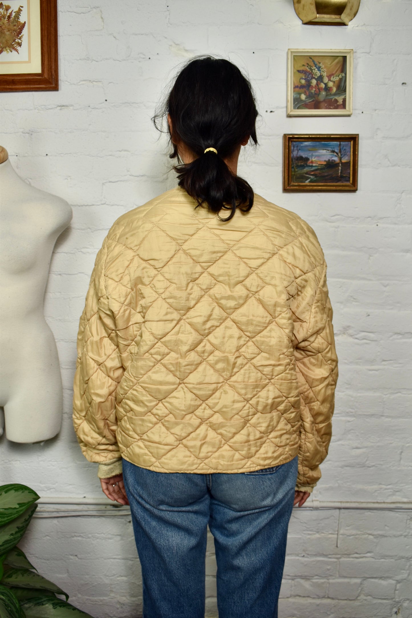 Vintage 70s "Brent" Ivory Puffer Quilted Jacket