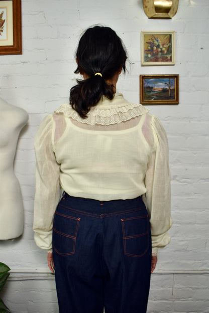 Vintage 1970's "Gunne Sax" Shawl Blouse