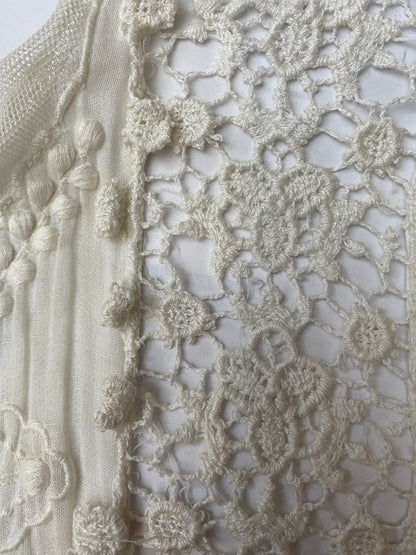 Antique Edwardian White Cotton & Lace Gown Peplum Skirt Prairie Folk Wedding