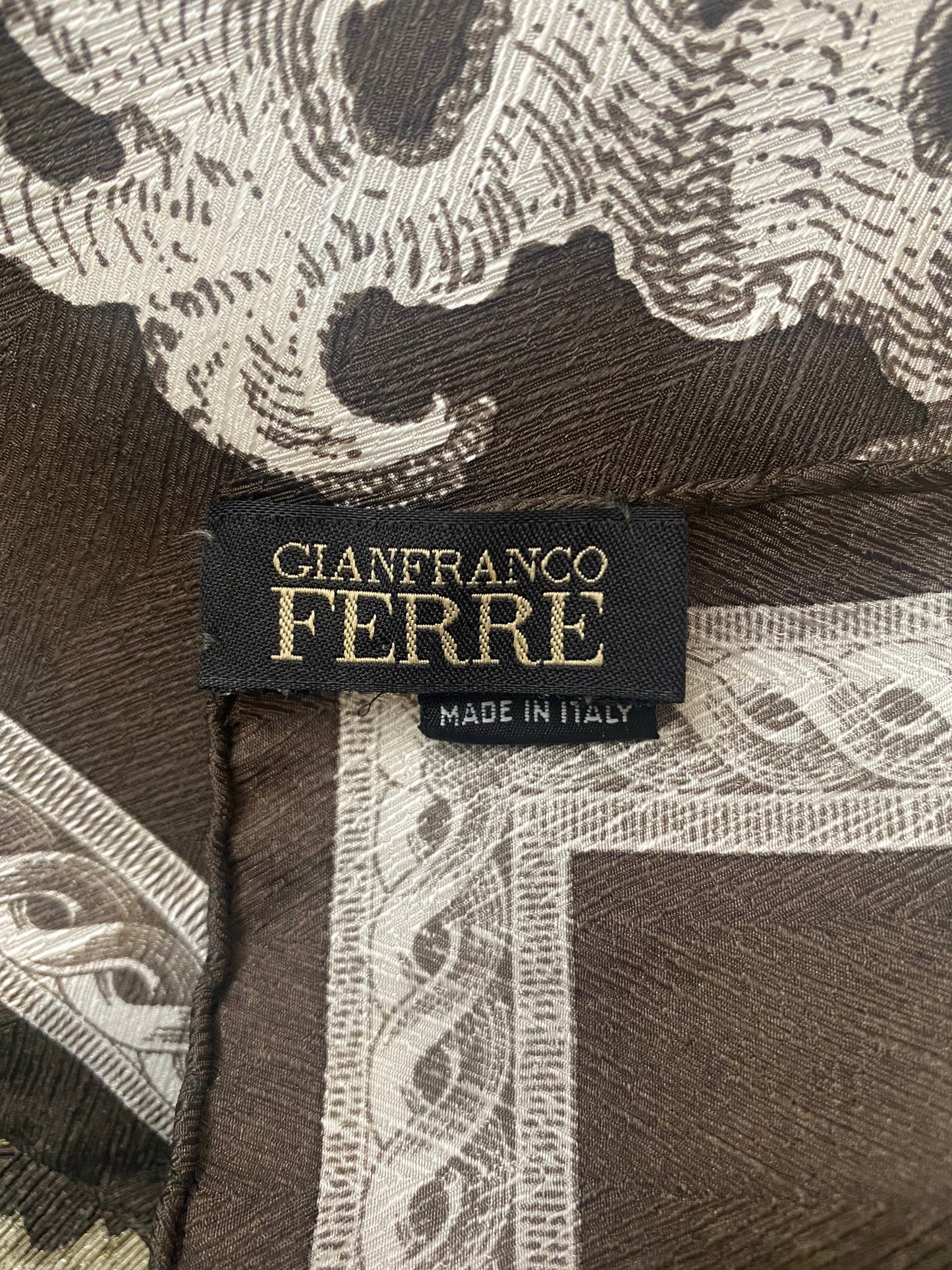 Vintage Gianfranco Ferre “Flacons Frame” Pattern Silk Scarf Made in Italy