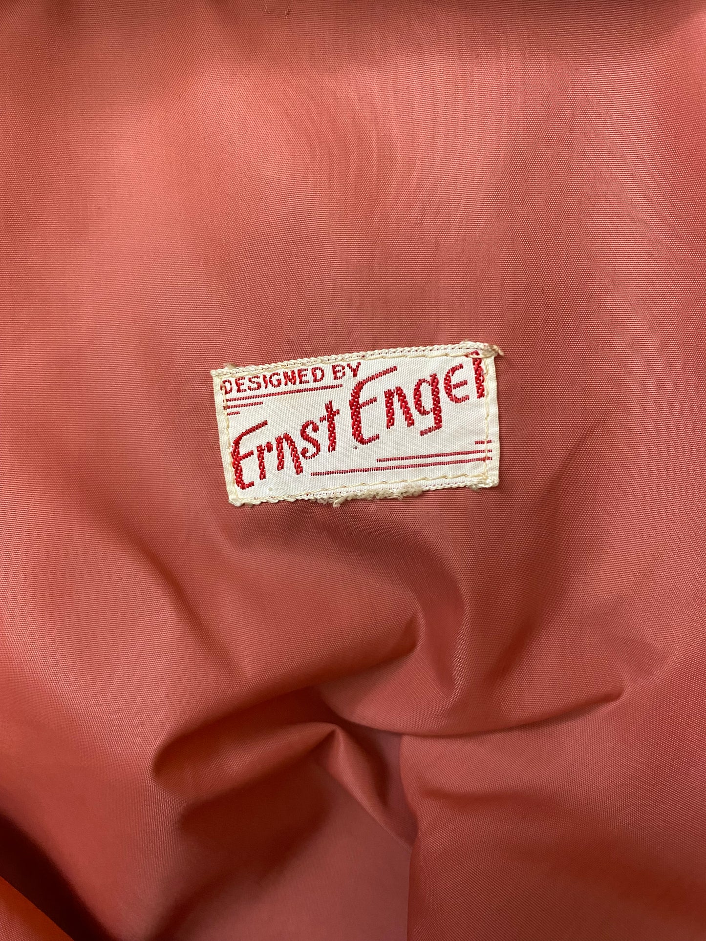 Vintage 50s / 60s Shaggy Pink Mohair Ernst Engel Coral Wool Coat With Pockets