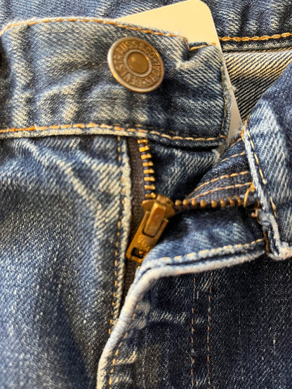 Vintage Early 70s Worn & Patched Levi's Talon Zip 505 Jeans