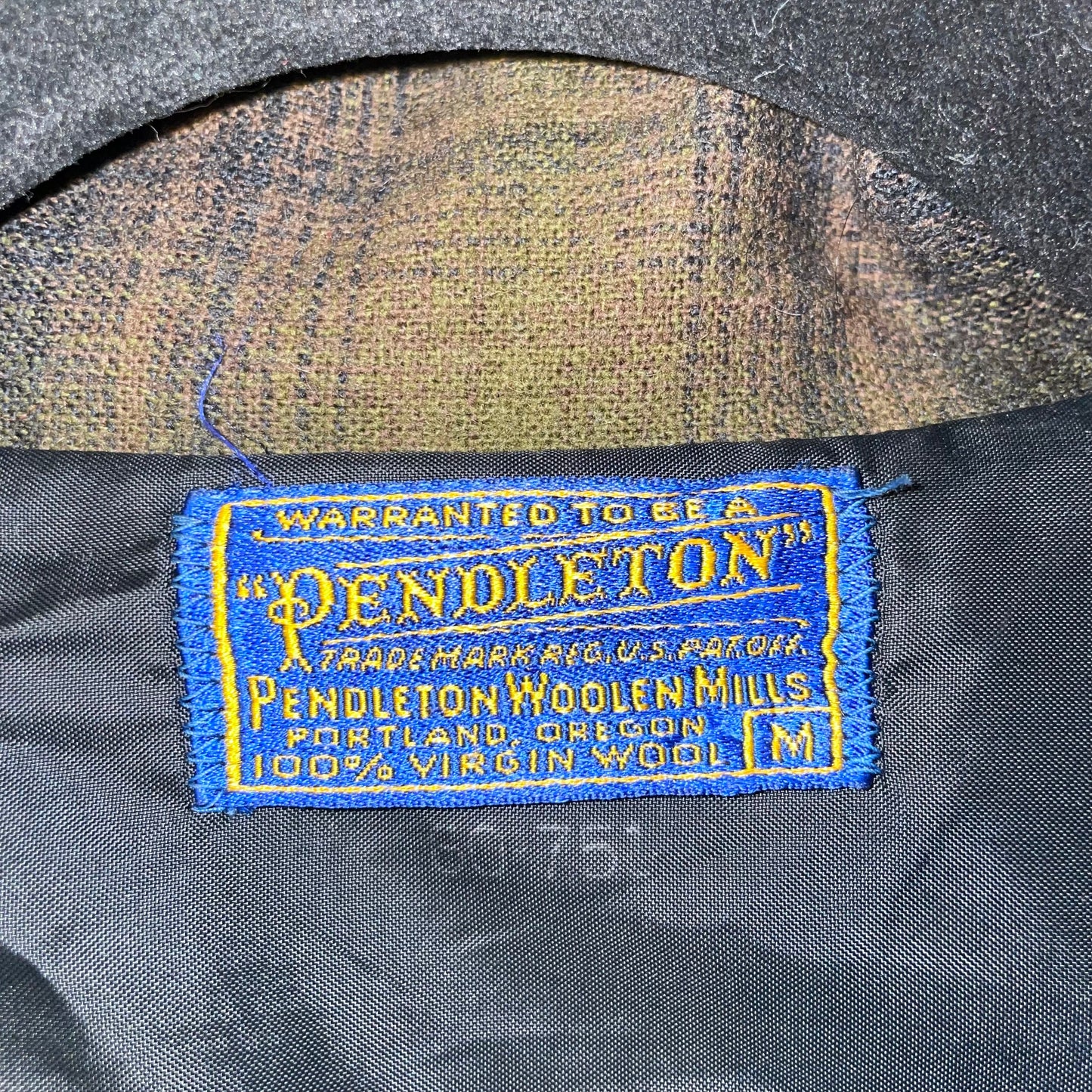 Vintage Pendleton 100% Virginia Wool Forest x Olive Green Plaid 49er Blazer with Woven Leather Buttons