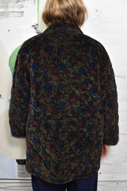 Vintage 90's "Jones Wear Sport" Quilted Velvet Floral Jacket