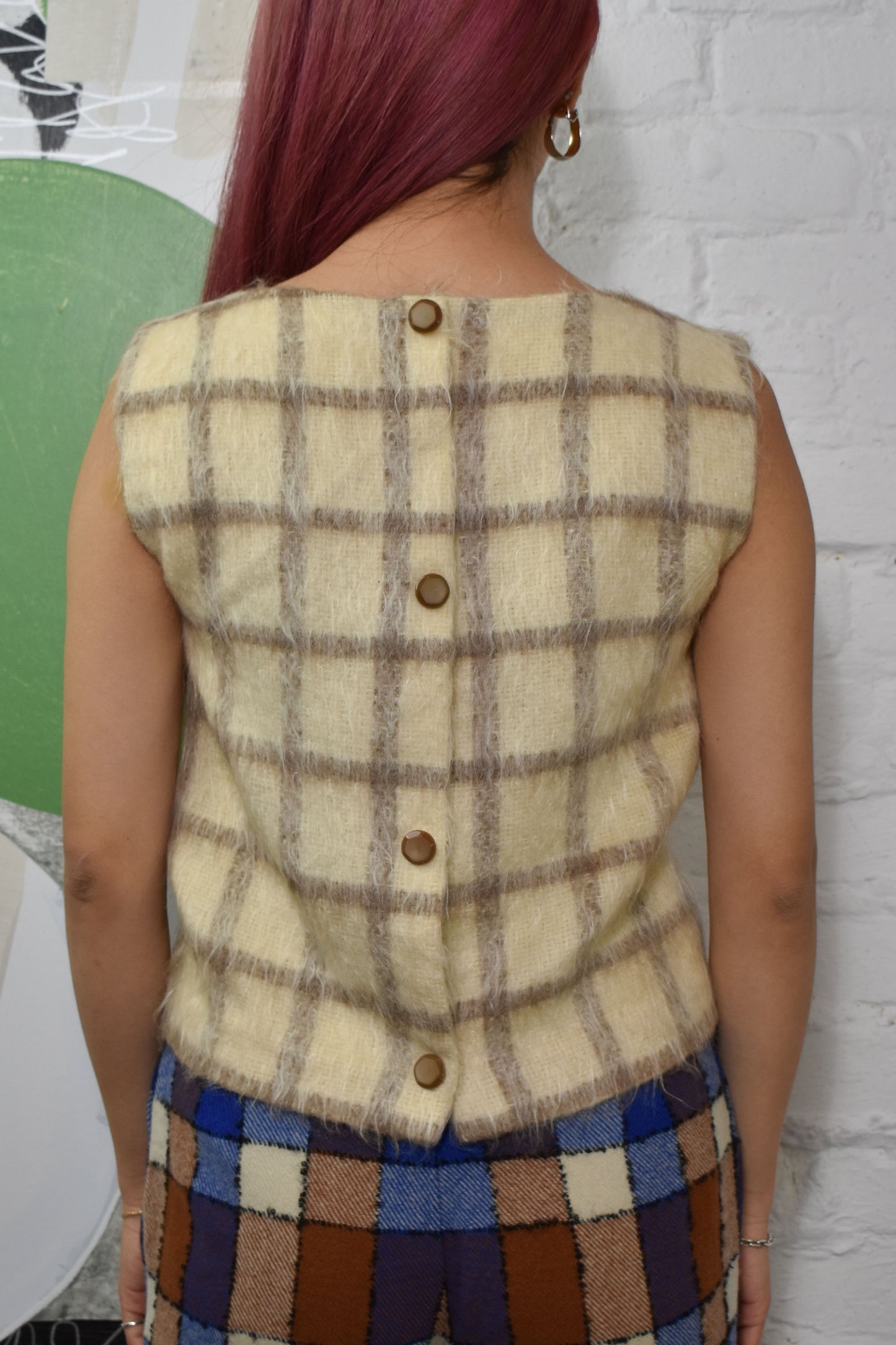 Vintage 1960's Plaid Mohair Shell Top