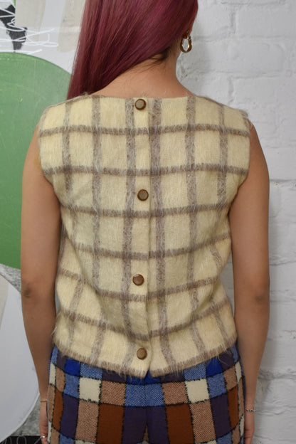 Vintage 1960's Plaid Mohair Shell Top