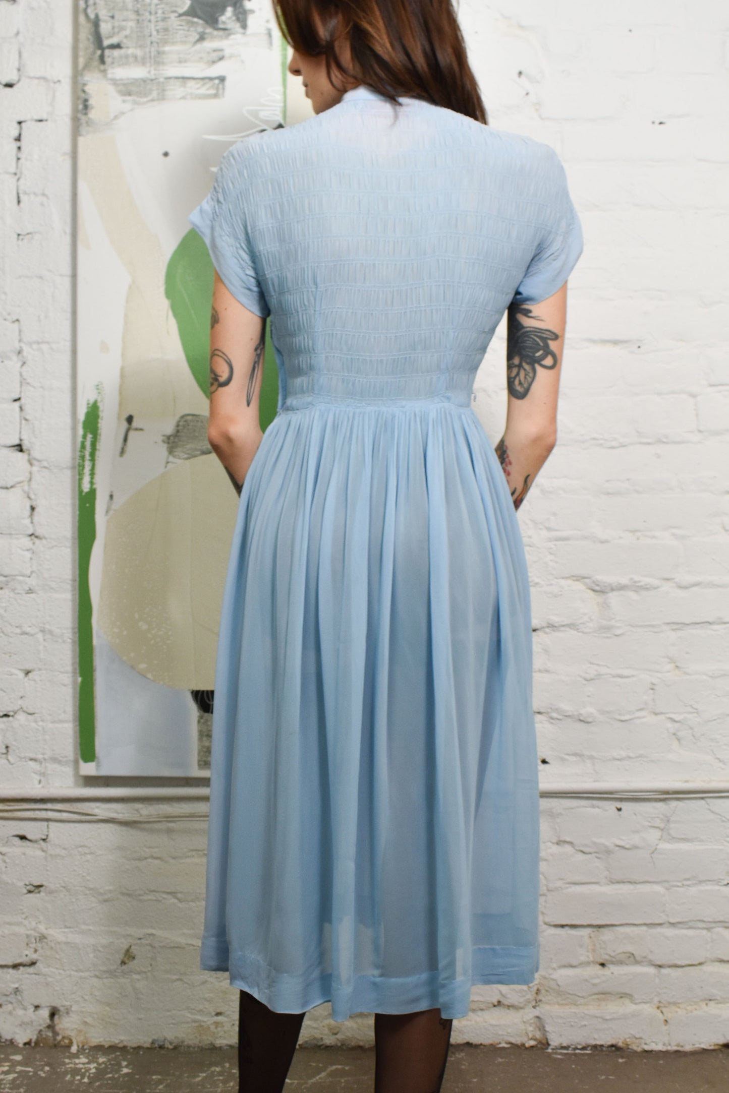 Vintage 1950's "Louis Musman" Sheer Blue Dress