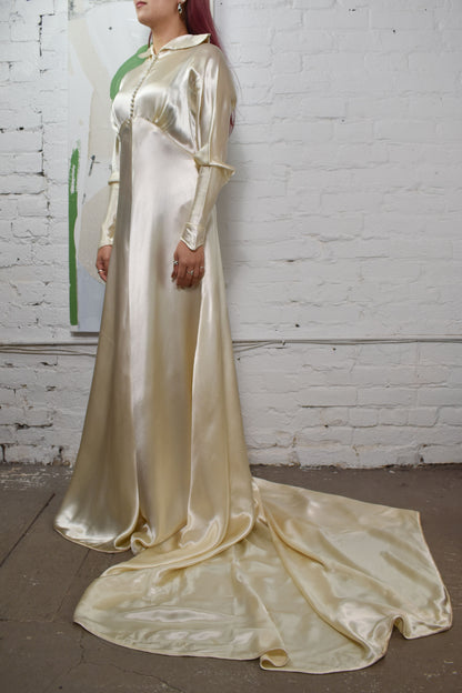 Vintage 1940's Liquid Satin Wedding Gown