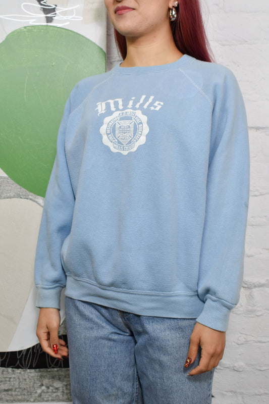 Vintage 1960's "Mills" College Raglan Sweatshirt