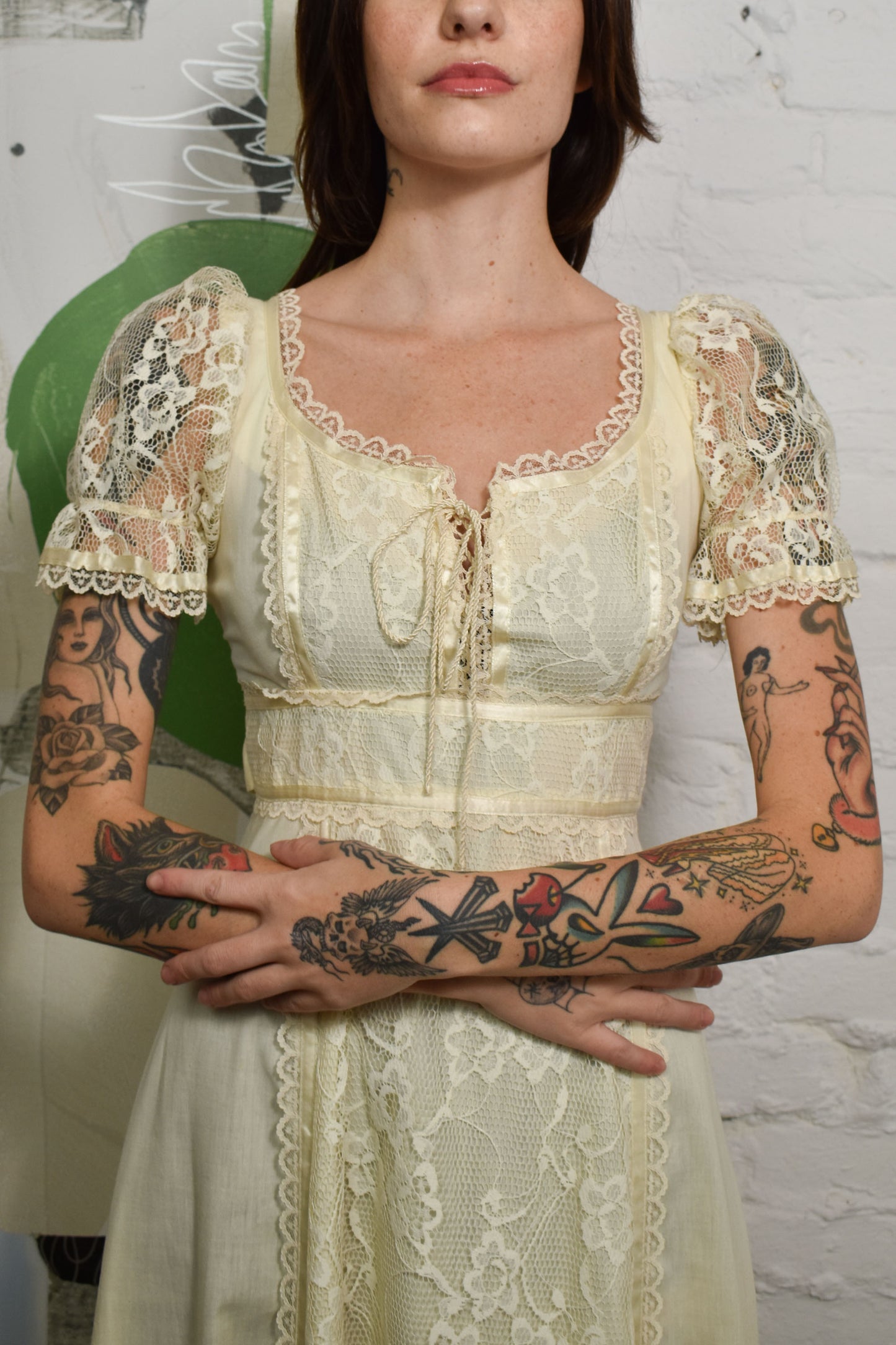 Vintage "Doni Girl of California" Lace Peasant Dress