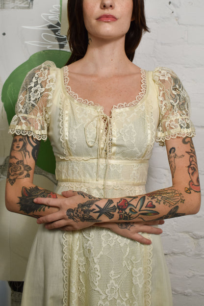 Vintage "Doni Girl of California" Lace Peasant Dress