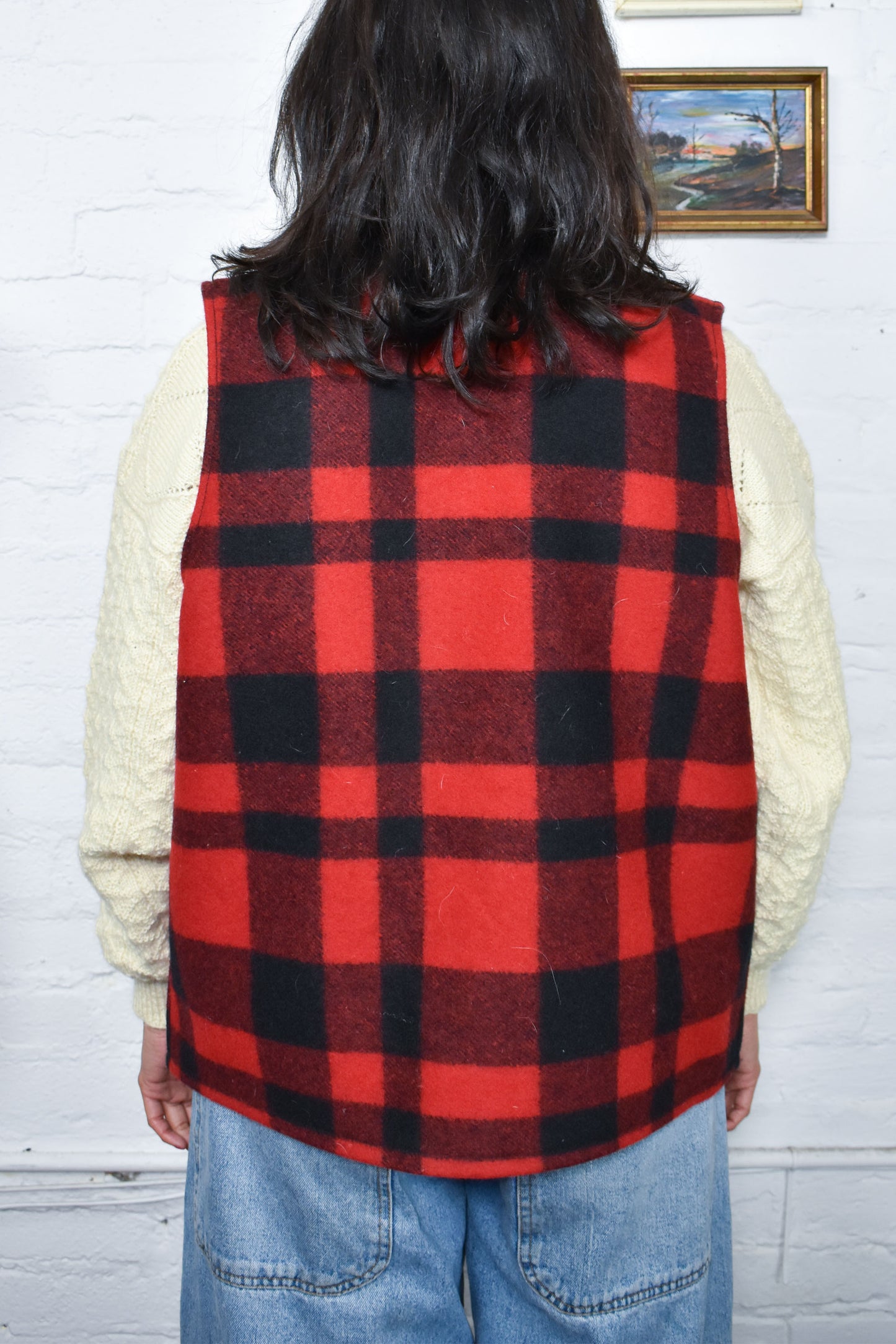 Vintage 80's "Filson & Garment" Red and Black Plaid Wool Vest