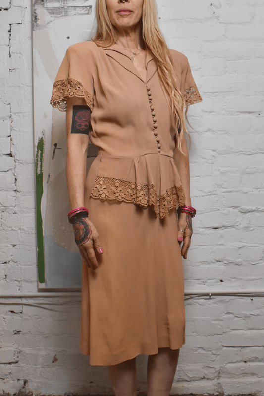 Vintage 1940s Cocoa Brown Dress
