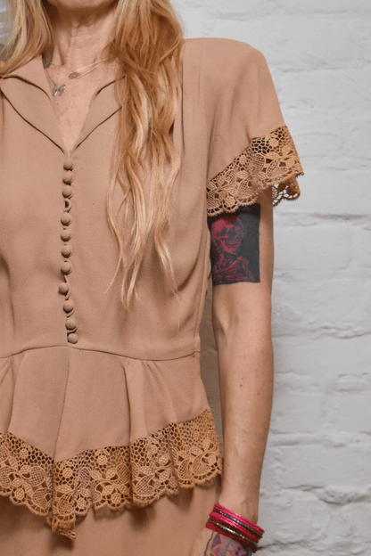 Vintage 1940s Cocoa Brown Dress