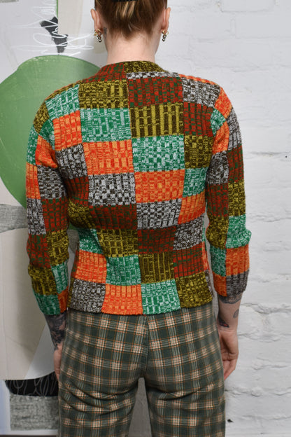 Vintage 1970's Patchwork Plaid Cardigan