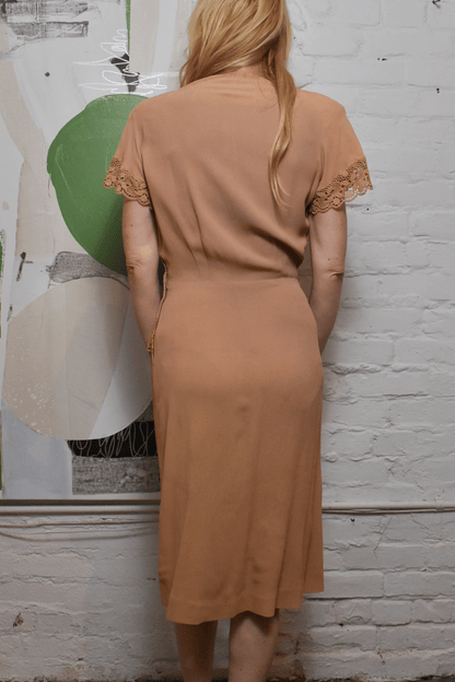 Vintage 1940s Cocoa Brown Dress