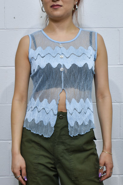 Vintage Baby Blue Sheer Tank Top