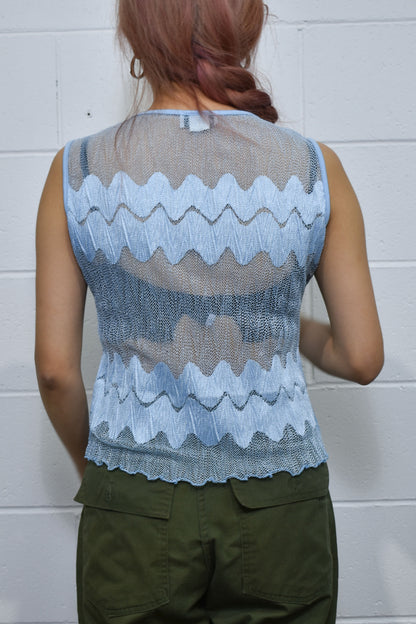 Vintage Baby Blue Sheer Tank Top