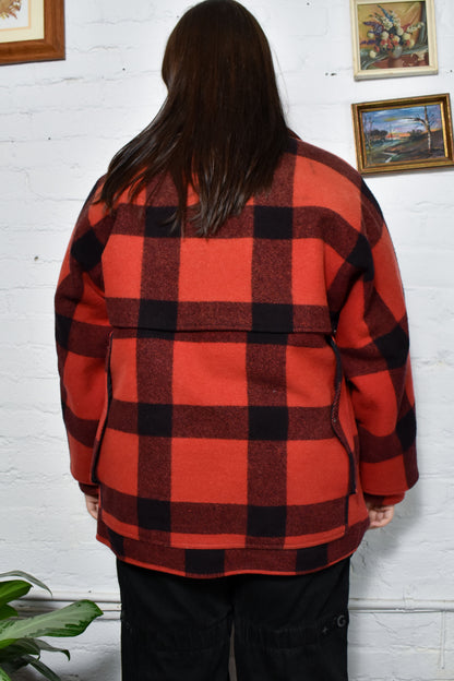 Vintage "Filson Garment Co." Red & Black Plaid Buffalo Coat Jacket