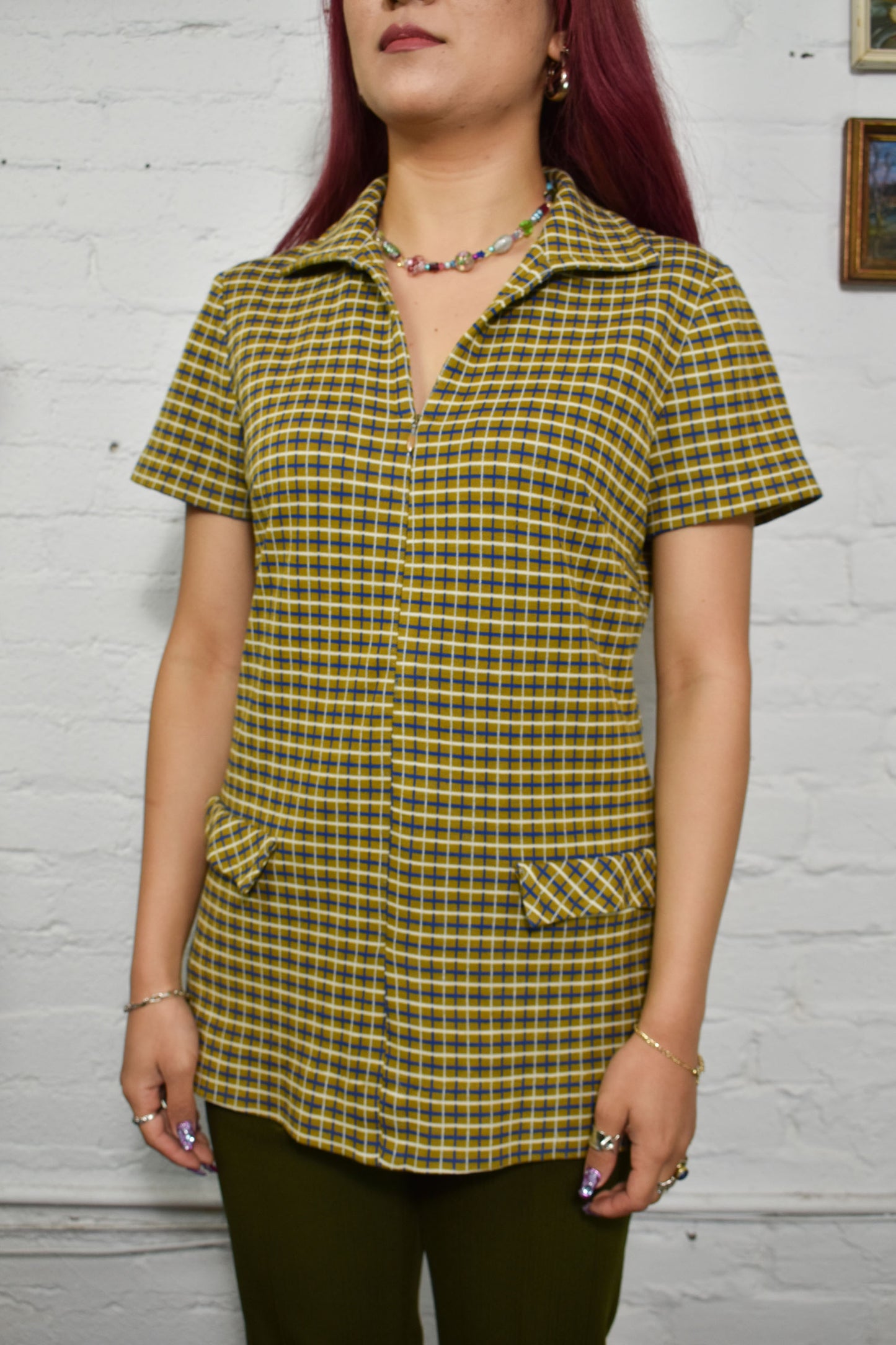Vintage 1970's Checkered Tunic Top