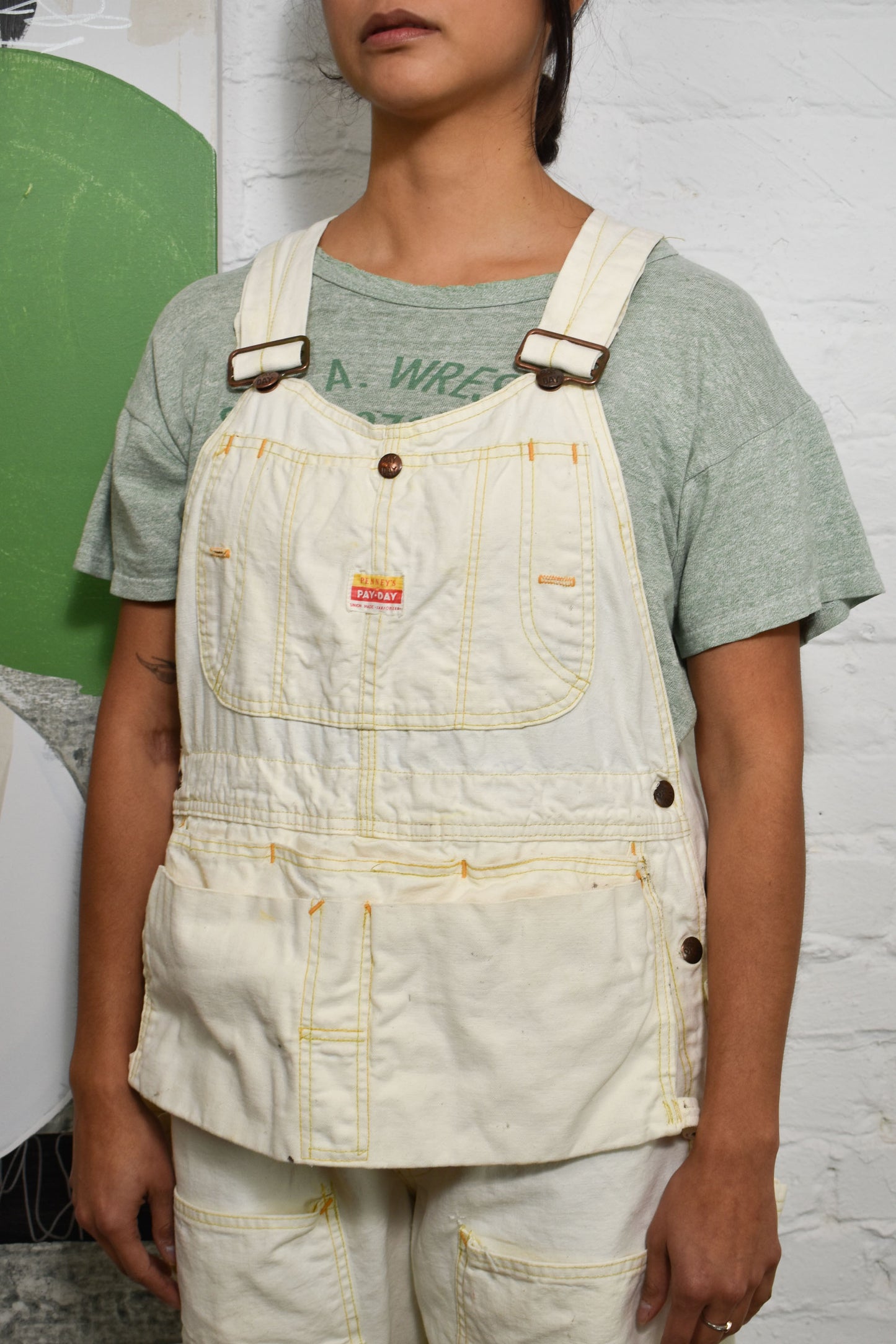 Vintage 1950's "Penney's Payday" White Carpenter Overalls