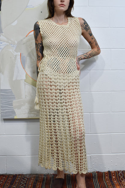 Vintage Cream Crocheted Dress