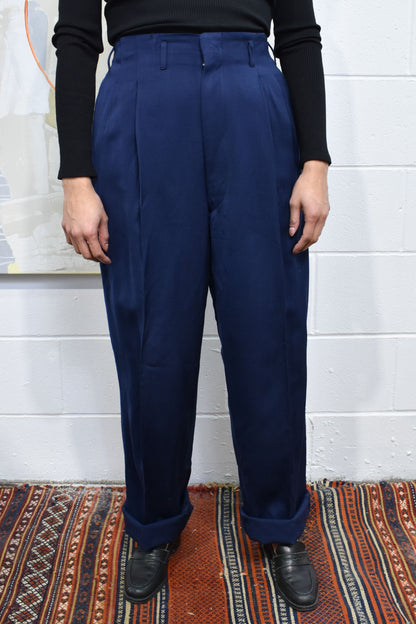 Vintage 1950's Navy Blue Gabardine Trousers