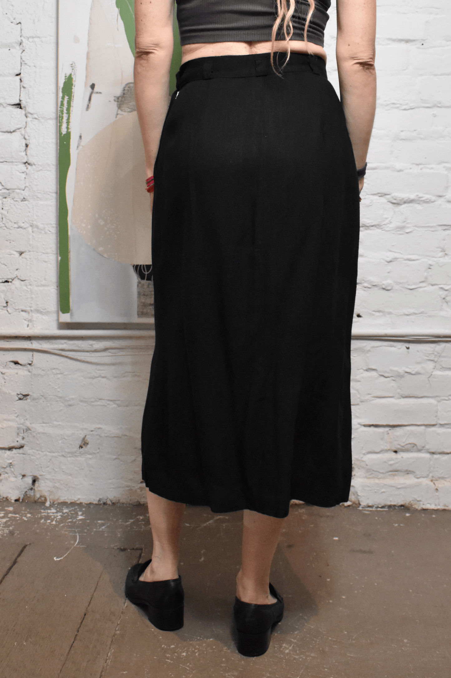 Vintage 1950s "British Walke" Black Long Skirt
