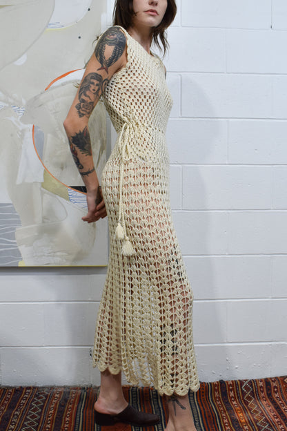 Vintage Cream Crocheted Dress