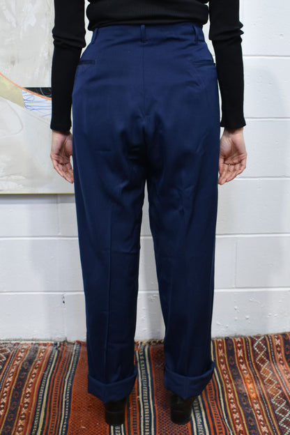 Vintage 1950's Navy Blue Gabardine Trousers