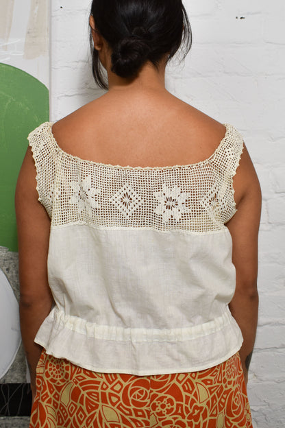 Antique Cotton Crochet Corset Cover Tank Top