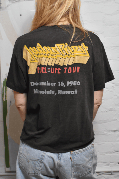 Vintage 1986 Judas Priest Turbo Fuel For Life Tour T-Shirt.