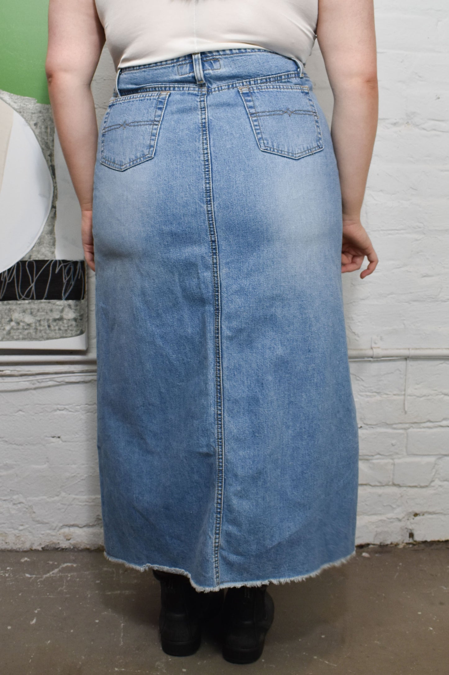Vintage Y2K Plus Size Denim Midi Skirt