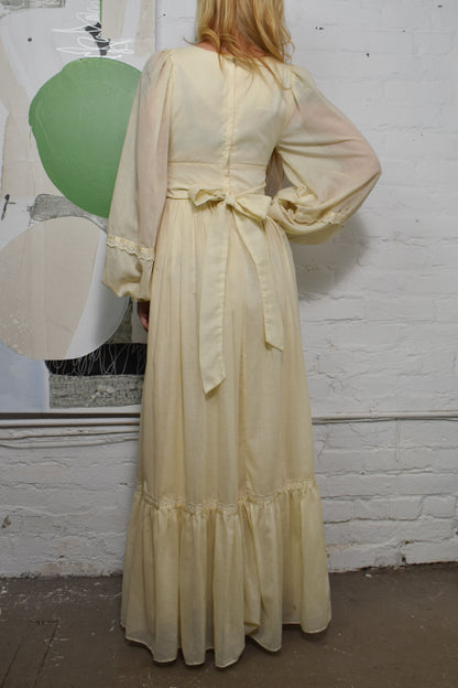 Vintage 1970s "Gunne Sax" Ivory Maxi Dress