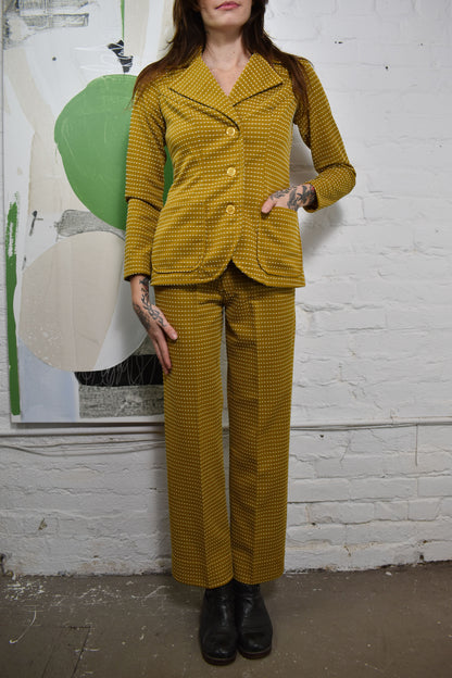 Vintage 1960's Mustard Two Piece Pant Suit