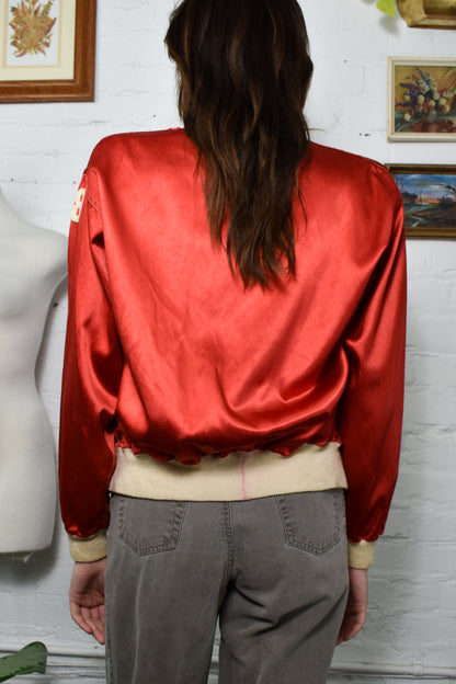 Vintage 40s/50s "Gold Smith" Red Satin Bomber Jacket