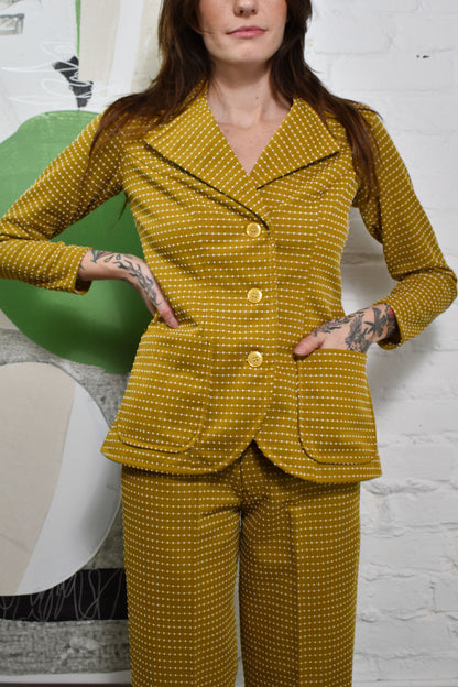 Vintage 1960's Mustard Two Piece Pant Suit