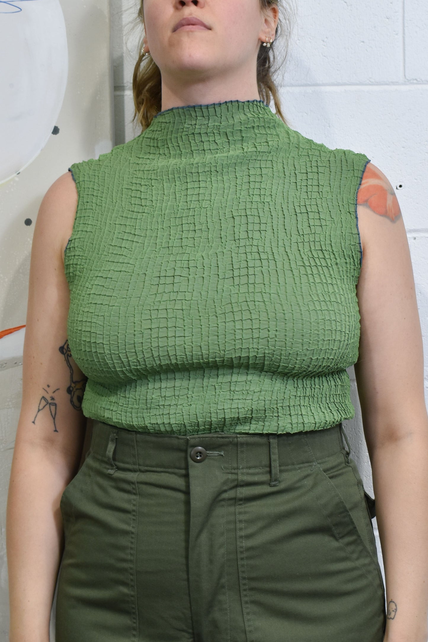 Vintage Reversible Blue Green Stretchy Tank Top