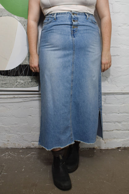 Vintage Y2K Plus Size Denim Midi Skirt