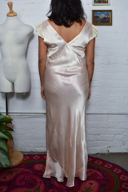 Vintage 1940's Pink Satin Bias Cut Slip