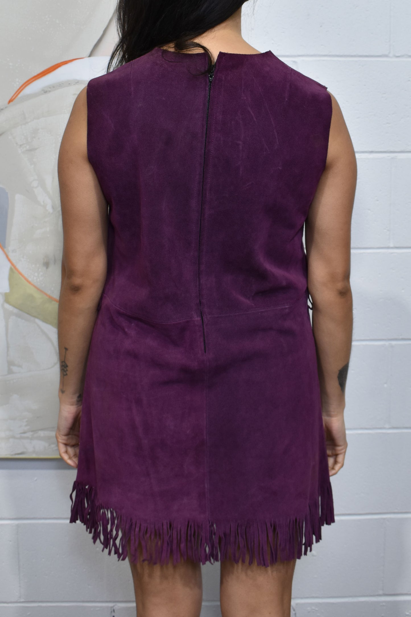 Vintage 1960's "Bellini" Purple Fringe Suede Mini Dress