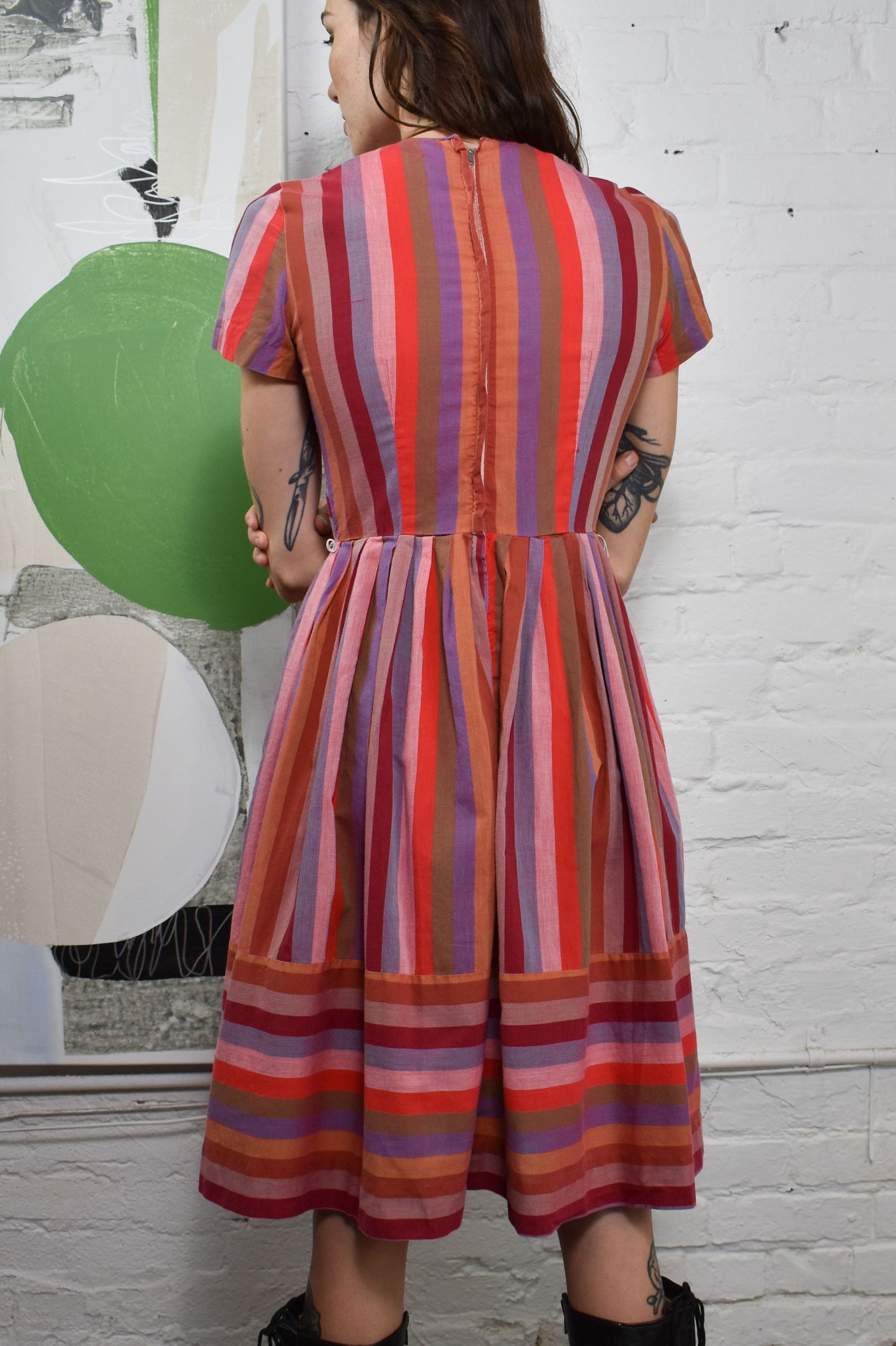 Vintage 50's/60's "Vicky Vaughn" Striped Cotton Day Dress