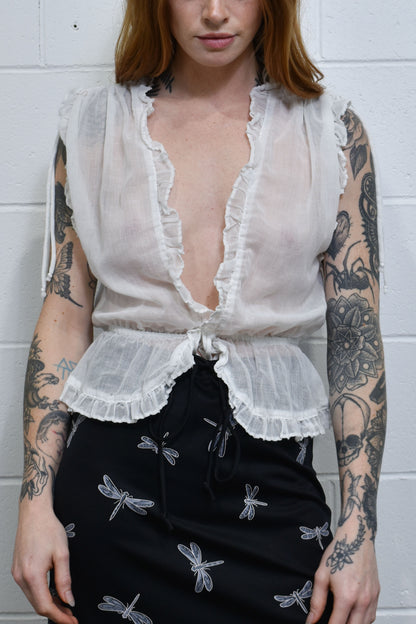 Vintage 1970's White Sheer Cotton Blouse