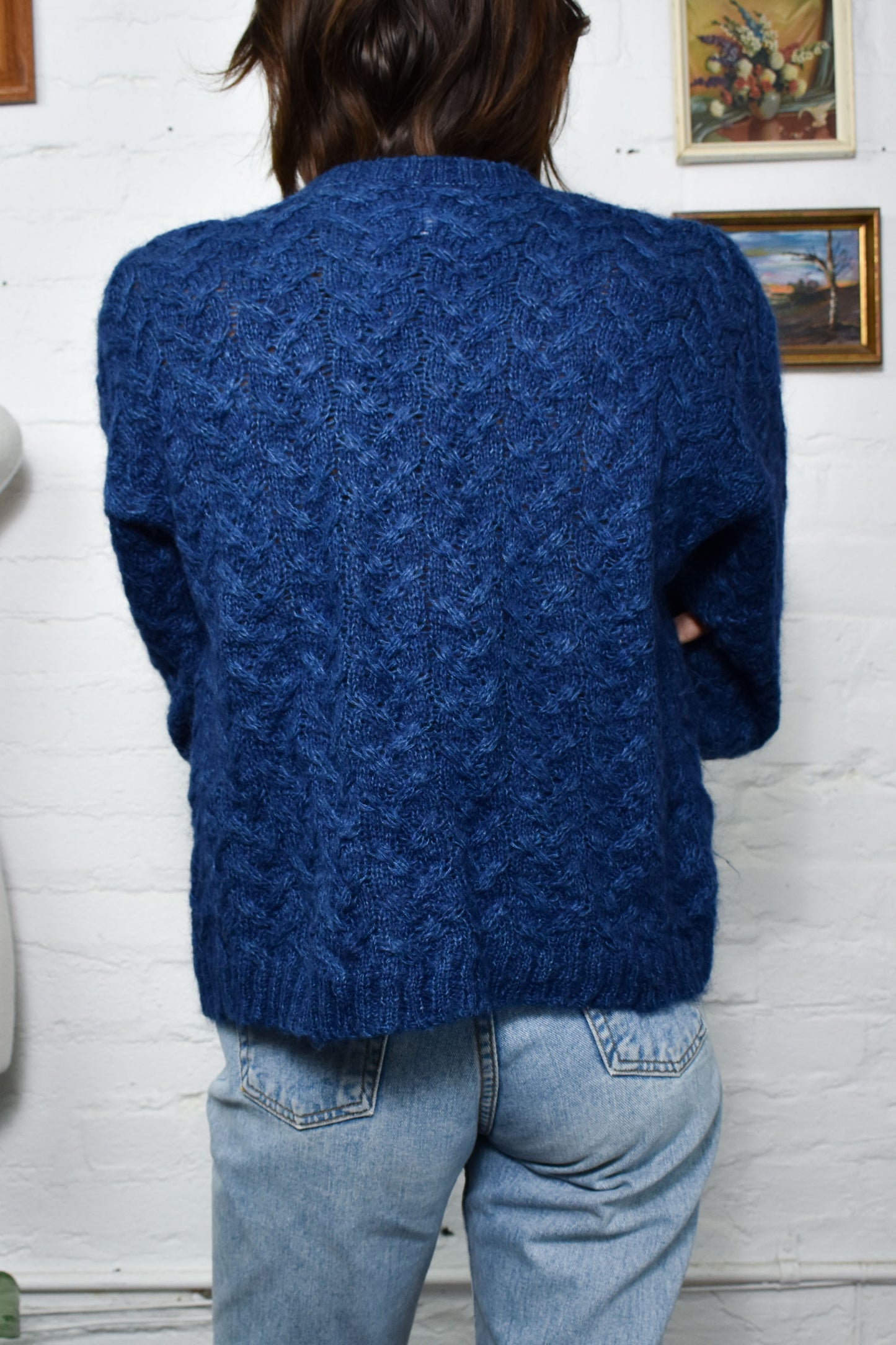 Vintage 90's Mohair Cable Knit Cardigan Sweater