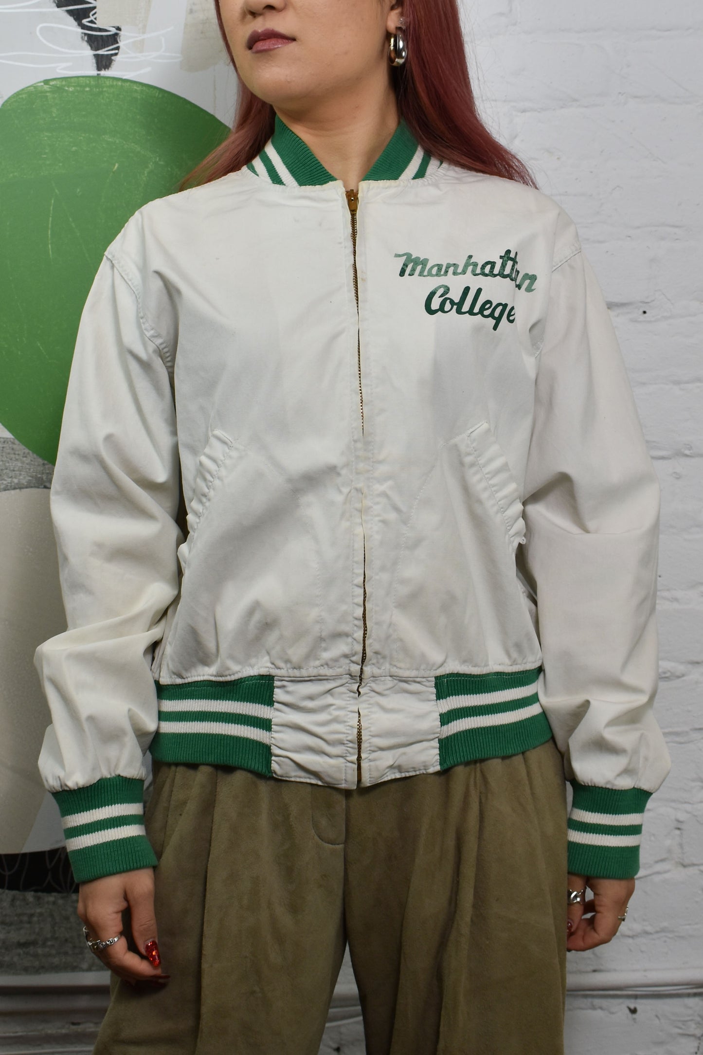 Vintage "Champion" Manhattan College Cotton Jacket