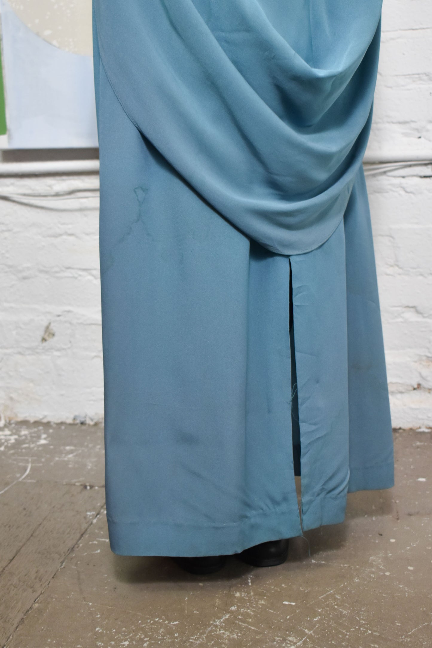 Vintage 1940's "Du Barry" Teal Rayon Gown