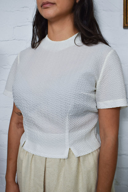 Vintage 1960's White Textured Blouse